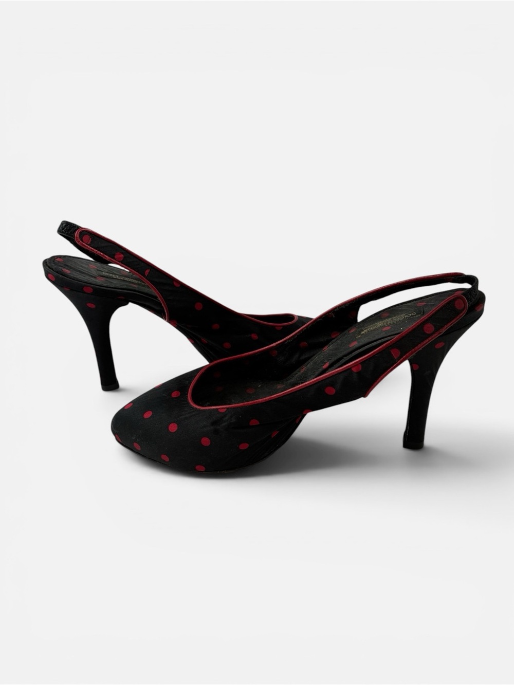 Dolce & Gabbana Black Flats with Red Polka Dot Trim - Picture 6 of 6